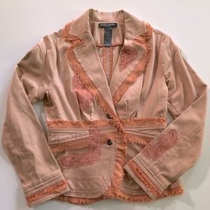 Bisou Bisou Michelle Bohbot Peach Jacket with Lace and Sequins